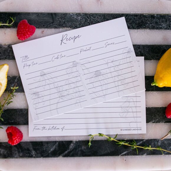 Set of 50 Floral 4x6 Recipe cards - Picture 4 of 9